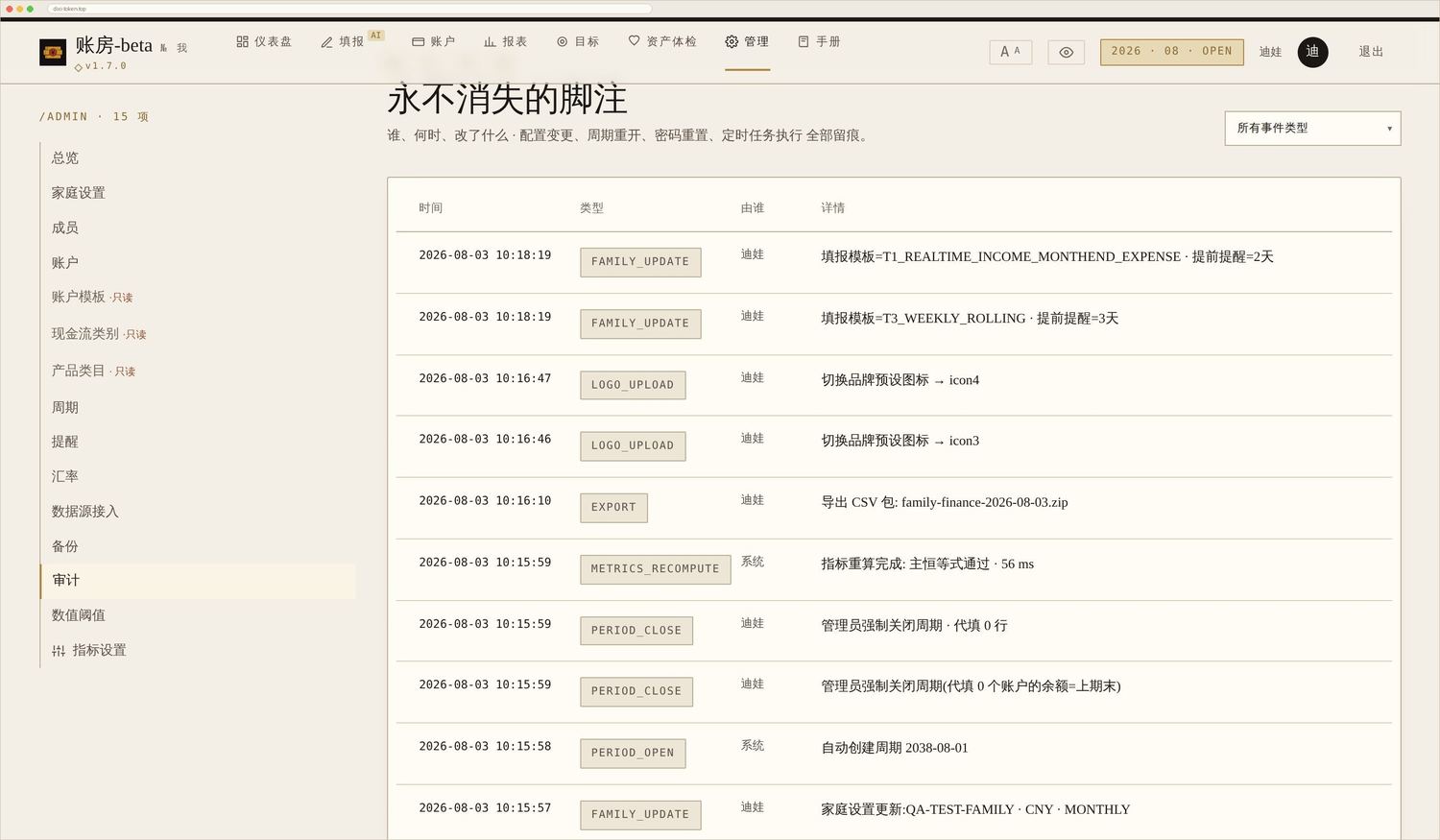 审计日志:谁在什么时候改了什么,逐条可查。